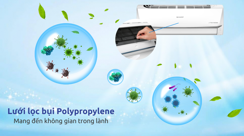 Máy lạnh Sharp Inverter 1 HP AH-X10ZEW - Lưới lọc bụi polypropylene