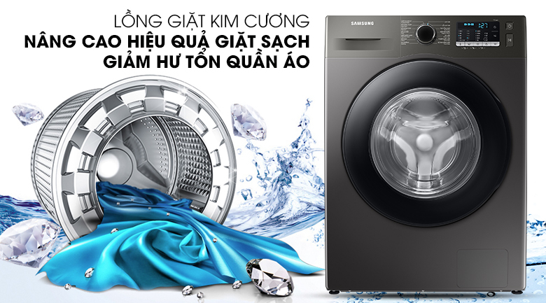 Máy giặt Samsung Inverter 9.5kg WW95TA046AX/SV - Giặt sạch sâu, bảo vệ sợi vải tốt hơn 45% với công nghệ giặt bong bóng siêu mịn EcoBubble