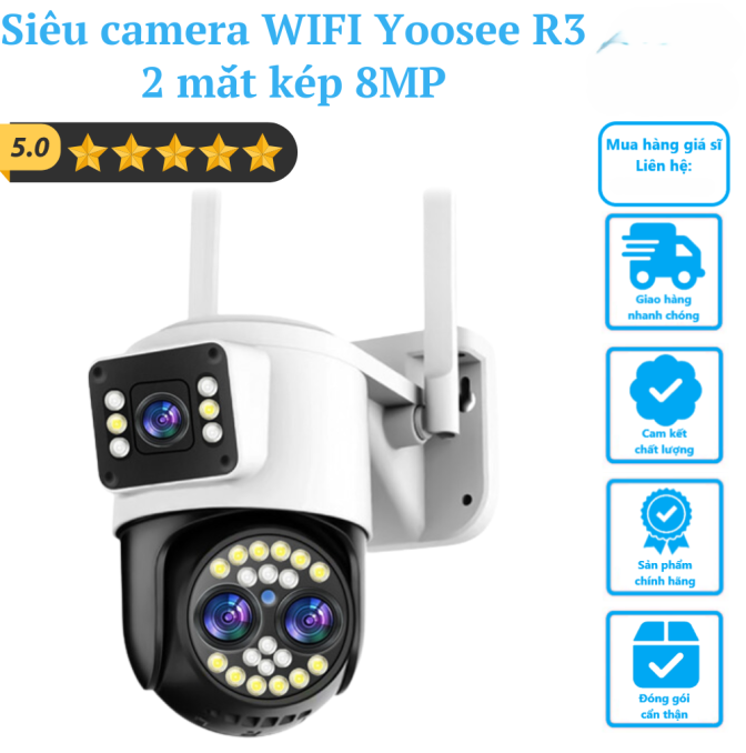 Siêu camera WIFI Yoosee 2 mắt kép 8MP R3 – Có tích hợp ống kính ZOOM 12X vật lý cực rõ nét