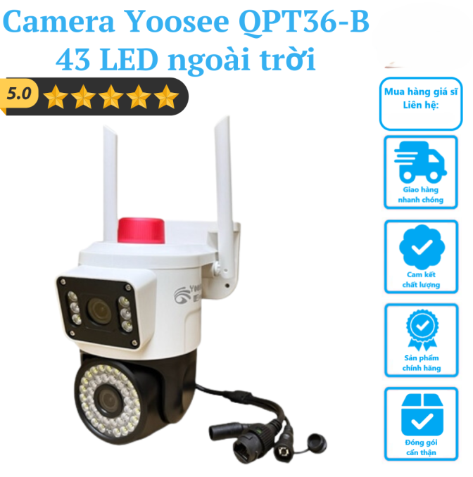 Camera Yoosee QPT36 – B 43 LED ngoài trời 2 ống kính( có màu ban đêm ) có đèn báo nhấp nháy