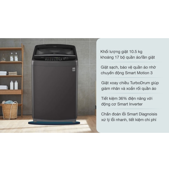 Máy giặt LG Inverter 10,5 kg T2350VSAB